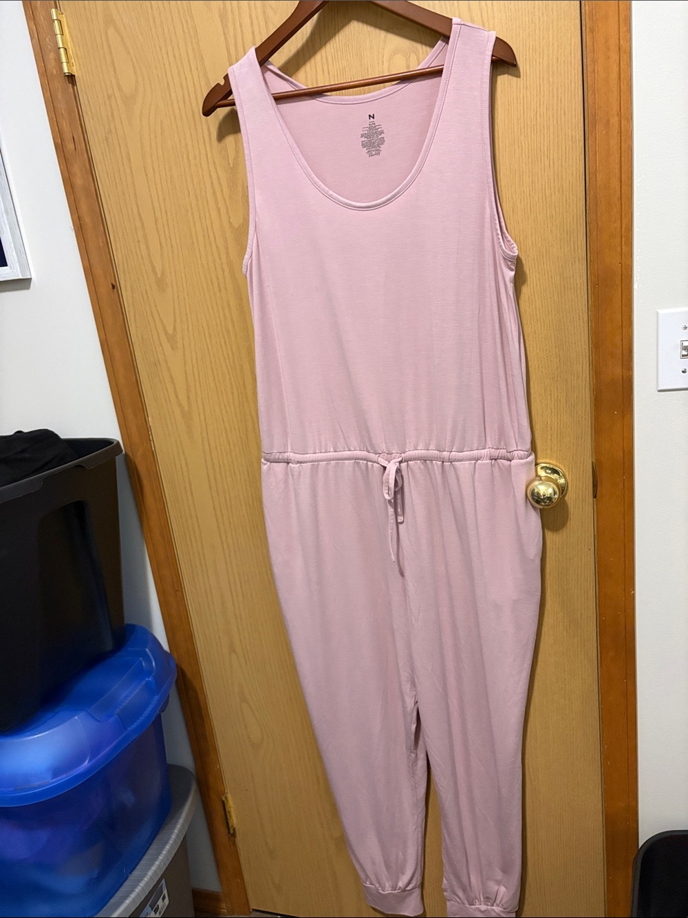 Women's Sleeveless Pink Drawstring Jumpsuit